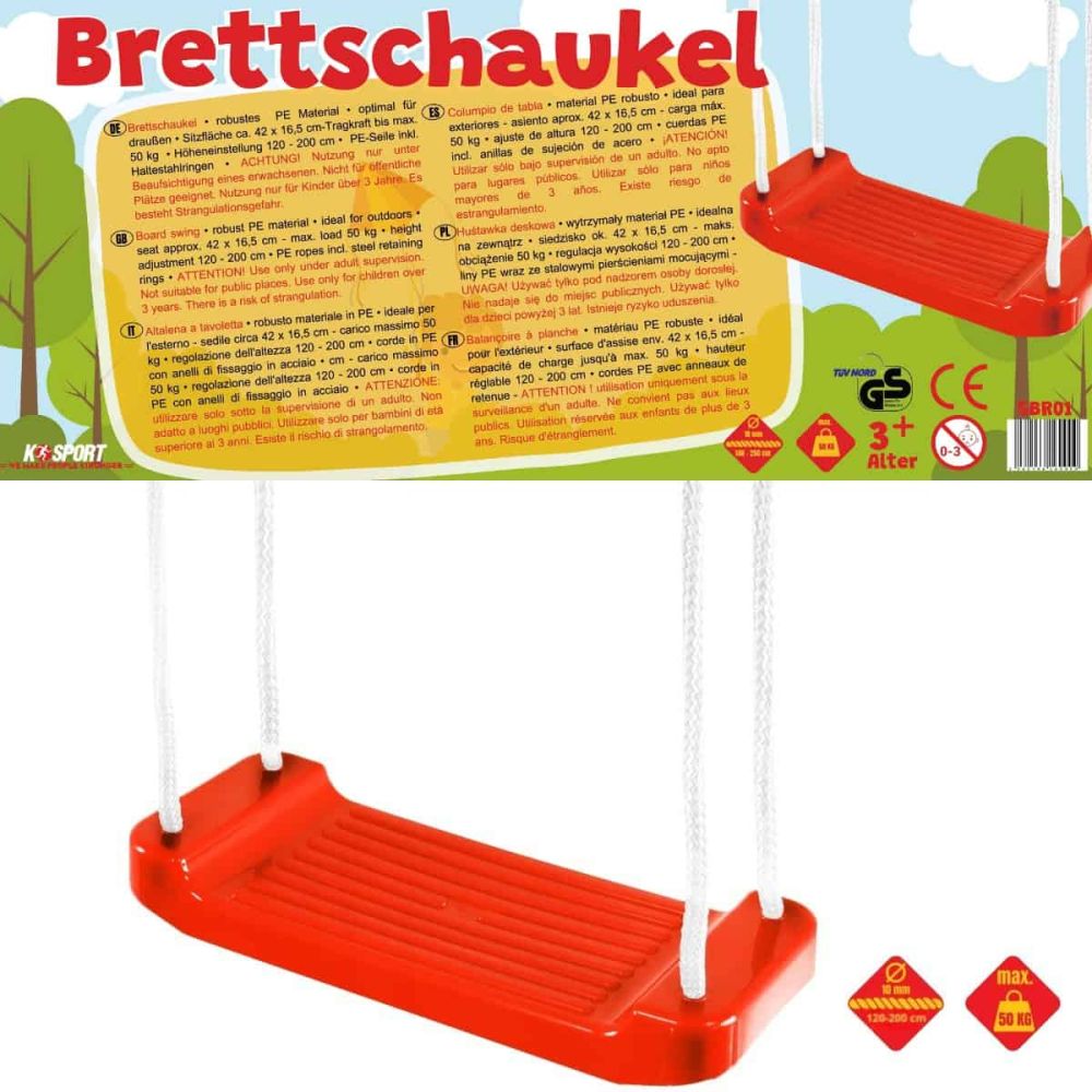 Brettschaukel in rot mit Verpackung