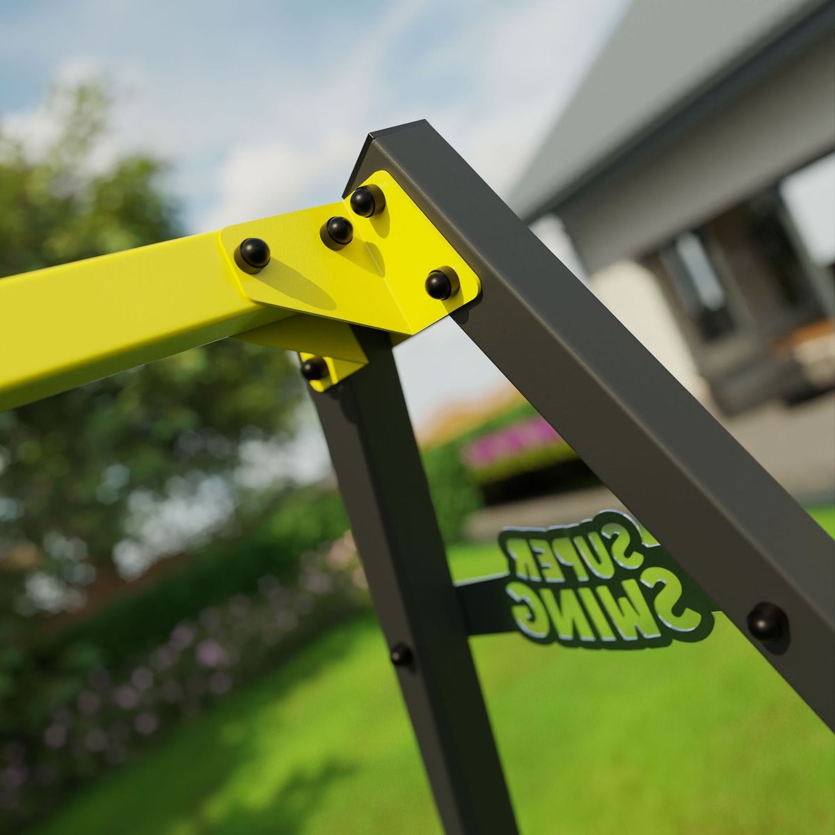 Columpio Doble Jardín Con Tablero Y Jaula Columpio