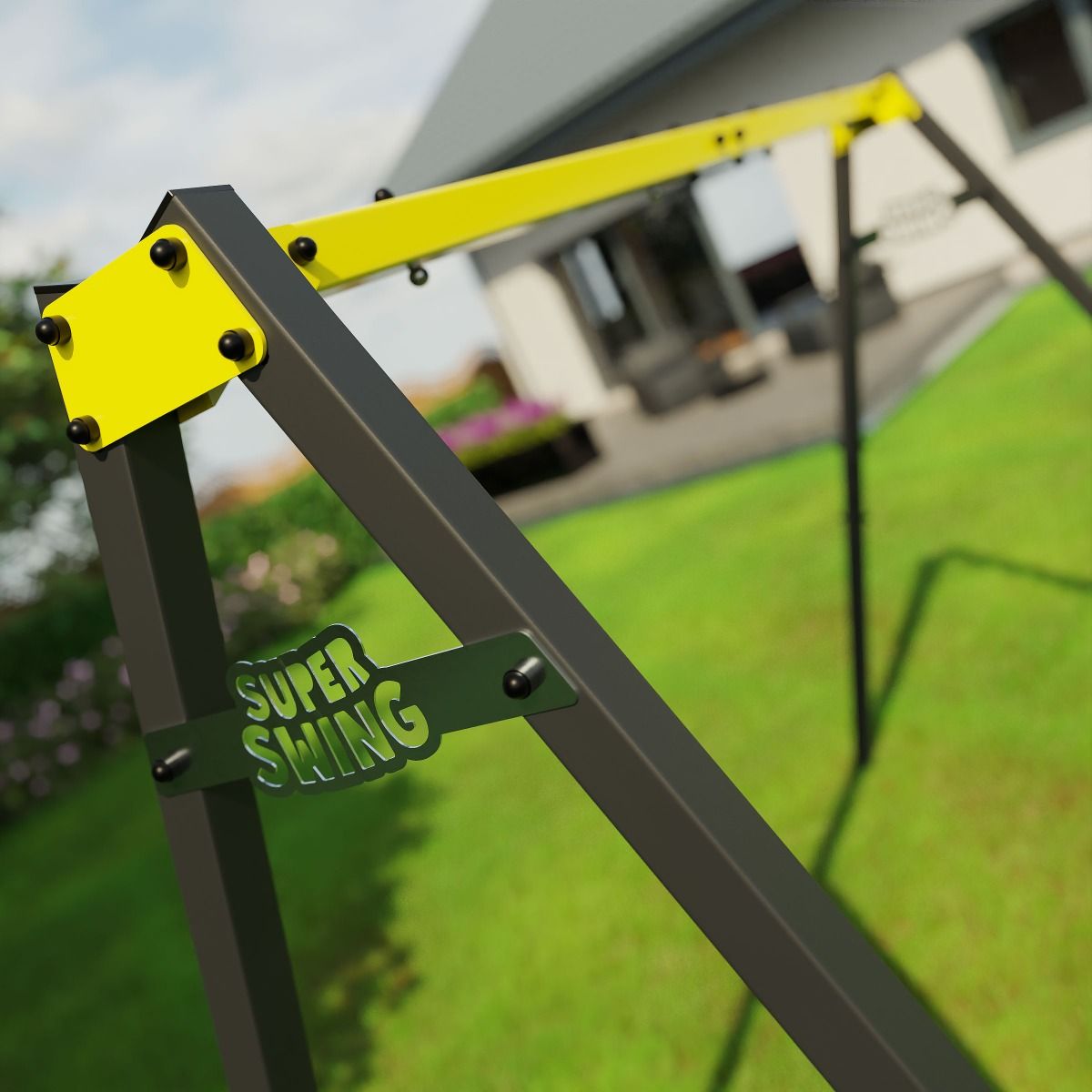 Columpio Doble Jardín Con Tablero Y Jaula Columpio